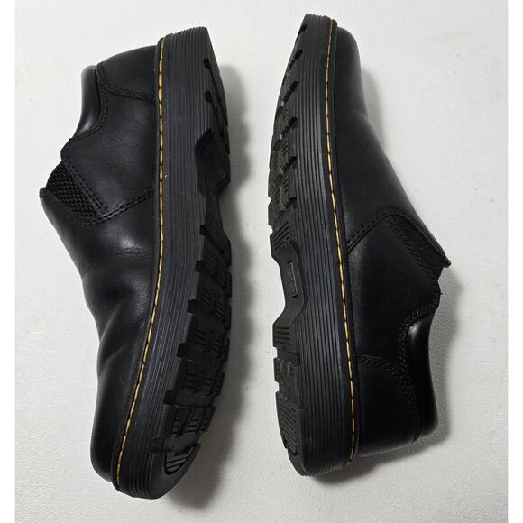 Dr. Martens Tipton Slip On Flats Black Leather Yellow Stitching Mens Sz 8 - Picture 5 of 10